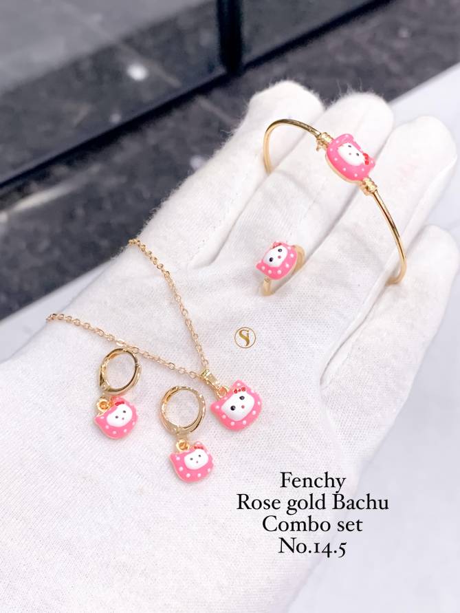 Fancy Designer Kids Wear Rose Gold Bachu Combo Set 
